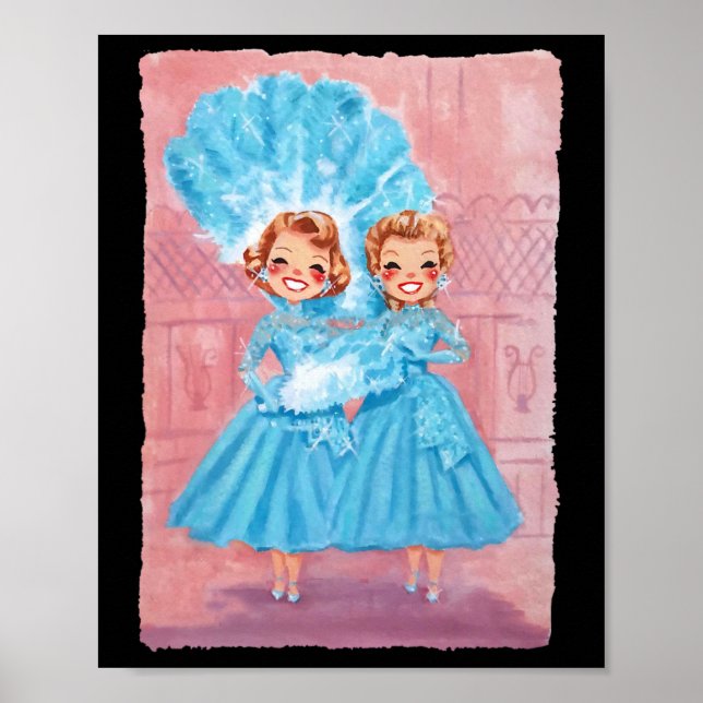 Póster Sisters White Christmas Movie 1954 Xmas Snow Pajam (Frente)