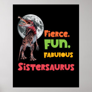 Póster Sistersaurus Equipo de Dinos Hermanas Parejas Dise