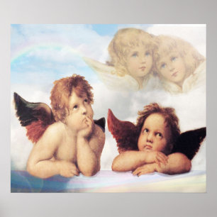 Póster Sistine Madonna 2 Angels por Raphael