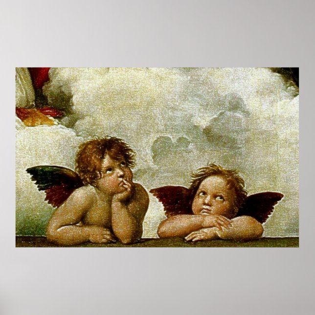 Póster "Sistine Madonna" de Raphael (alrededor de 1513) ( (Frente)