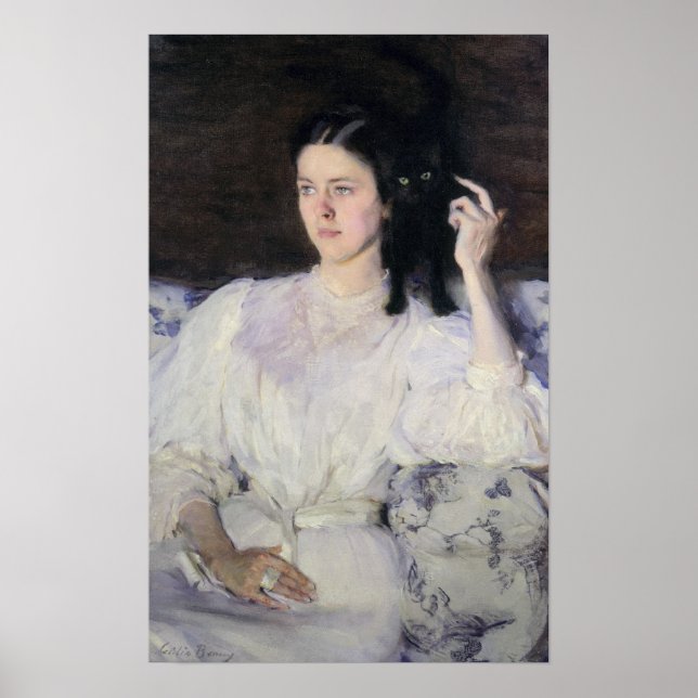 Póster Sita y Sarita, o joven Chica con un gato (Frente)