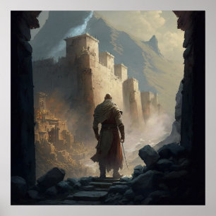 Póster Sitio de la ciudad de montaña