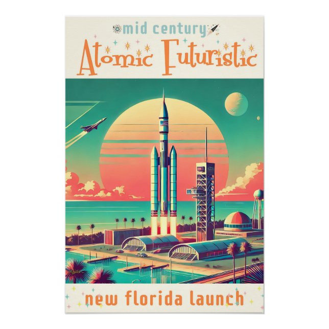 Póster Sitio de lanzamiento atómico futurista de la nueva (Anverso)