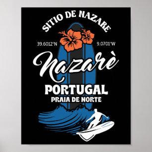 Póster Sitio De Nazaré Portugal Playa Surfing Recuerdo Su