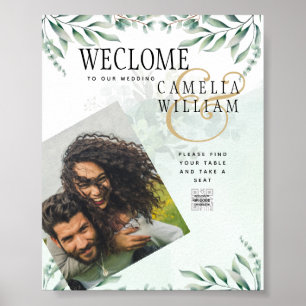 Póster Sitio web de invitaciones a bodas de verde RSVP QR