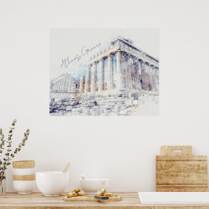 Póster Sitios Antiguos Partenón Atenas Grecia Calcomanía 