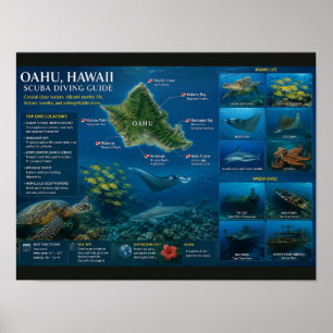 Póster Sitios de buceo en Hawái
