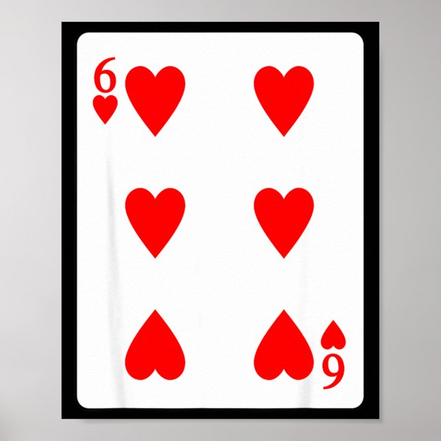 Póster Six Of Hearts Playing Card Valentine Costume  (Frente)