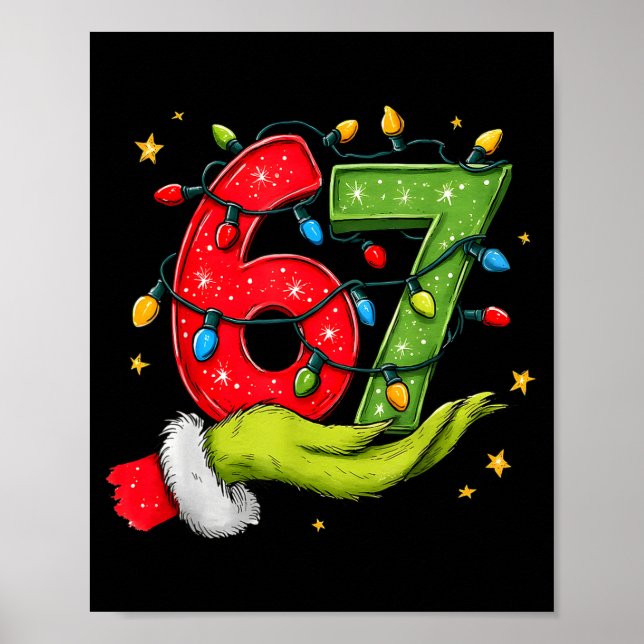 Póster Six Seven 67 Christmas Lights Hand Signs Elf Light (Frente)