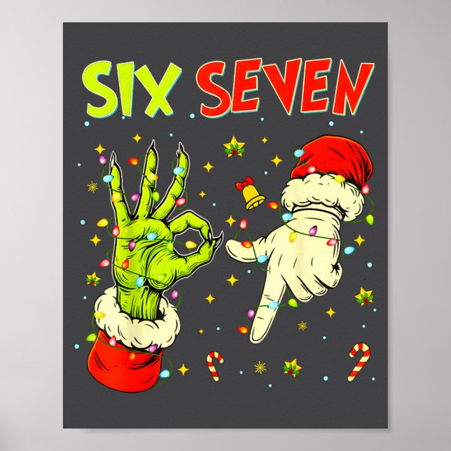 Póster Six Seven 67 Funny Hand-sign Christmas Meme  (Frente)