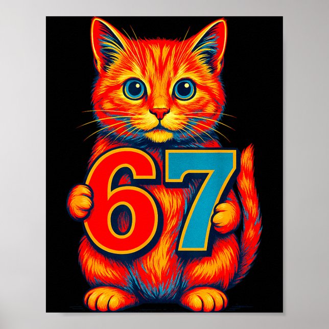 Póster Six Seven 67 Meme 6 7 Cat Youth Boy Girl  (Frente)