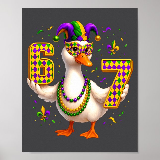 Póster Six Seven 67 Meme Goose With Jester Hat &amp; Bead (Frente)