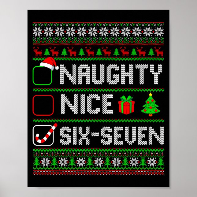 Póster Six Seven 67 Meme Nice Naughty Christmas Pajamas M (Frente)