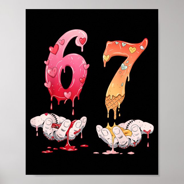 Póster Six Seven 6 7 67 Funny Matching Valentines Day Cou (Frente)