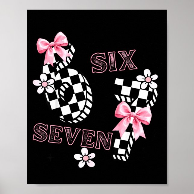 Póster Six Seven 6 7 Checkered Cute Coquette Bow Girly 67 (Frente)