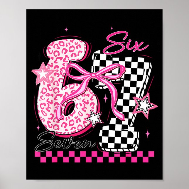 Póster Six Seven 6 7 Leopard Checkered 67 Meme Teacher Wo (Frente)