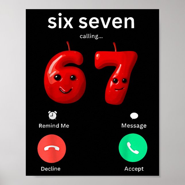 Póster Six Seven Calling Meme Minimalist Trendy Phone Scr (Frente)