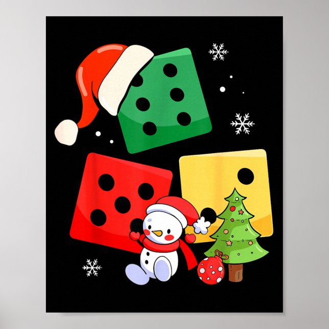Póster Six Seven Christmas Three Dice Santa Hat 67 Meme  (Frente)