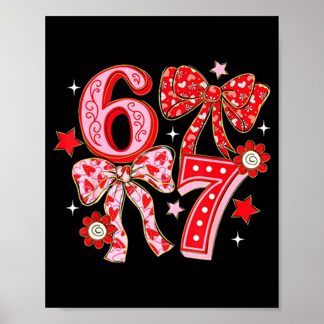 Póster Six Seven Coquette Girl Bow Cool Meme 67 Valentine (Frente)