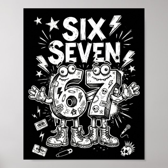 Póster Six Seven Gen Alpha Brain Rot Meme Funny Viral Tre (Frente)