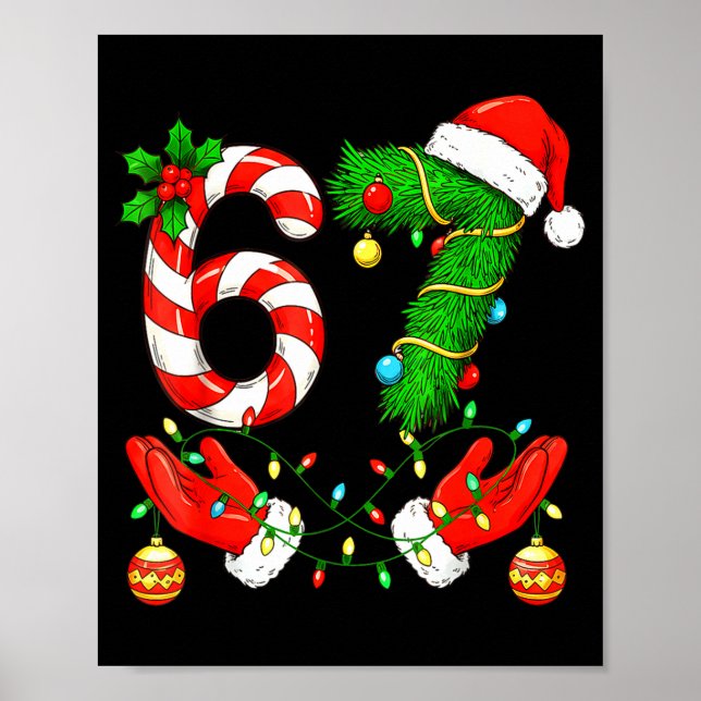 Póster Six Seven Meme Christmas 67 Santa Funny Christmas  (Frente)
