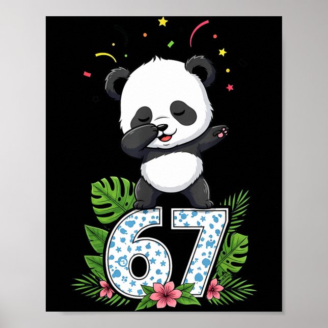 Póster Six Seven Meme Dabbing Baby Panda 67 Funny Gen Z A (Frente)