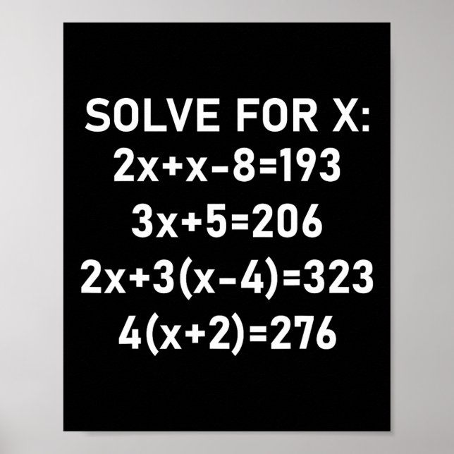 Póster Six Seven Meme Math Algebra Pun Solve For X 67 Bra (Frente)