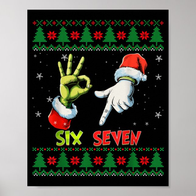 Póster Six Seven Skeleton Meme Christmas Ugly Sweater 67  (Frente)