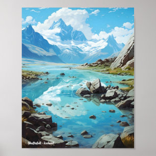 Póster Skaftafall Islandia Vintage Travel