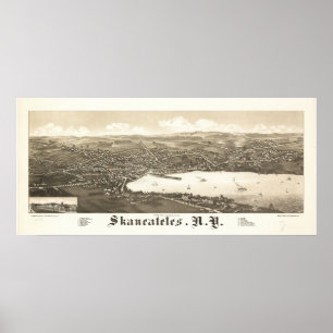 Póster Skaneateles 1884, NY Birds Eye View Panoramic Map