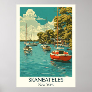 Póster Skaneateles New York Vintage Lake Booting Art