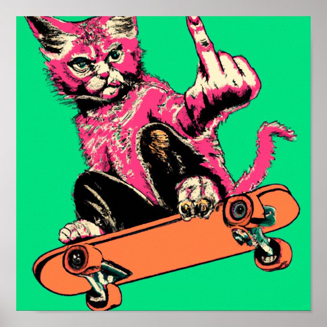 Póster Skate Cat 01 - ¡Flip it! (Frente)