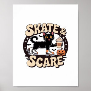 Póster Skate & Scare - Patinaje Patrocinador Cuto Negro