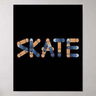 Póster Skate Skateboards Lettering Longsboards Skateboard
