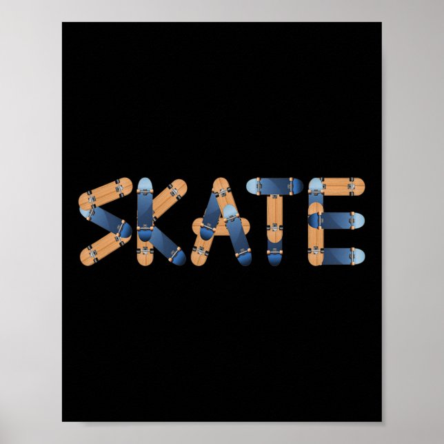Póster Skate Skateboards Lettering Longsboards Skateboard (Frente)