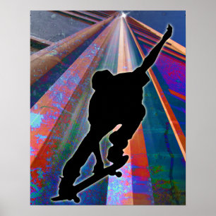 Póster Skateboard en un edificio Ray