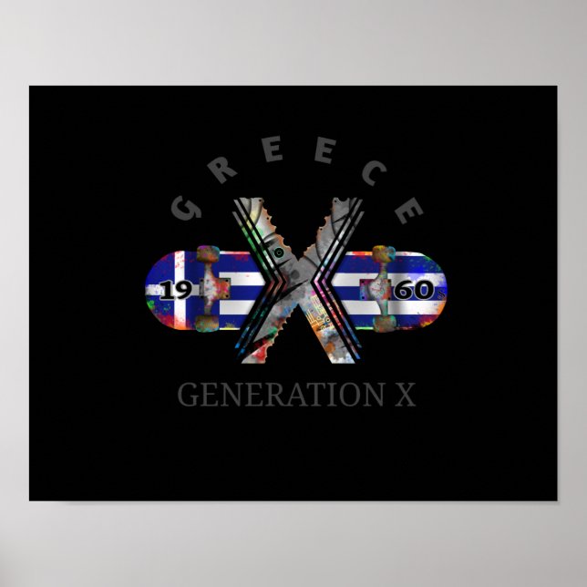 Póster Skateboard Generation X Greece de los años 1960 (Frente)