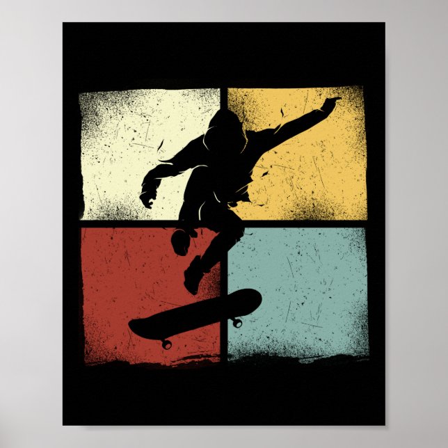 Póster Skateboard Skateboarder Retro Skater Vintage 80S (Frente)