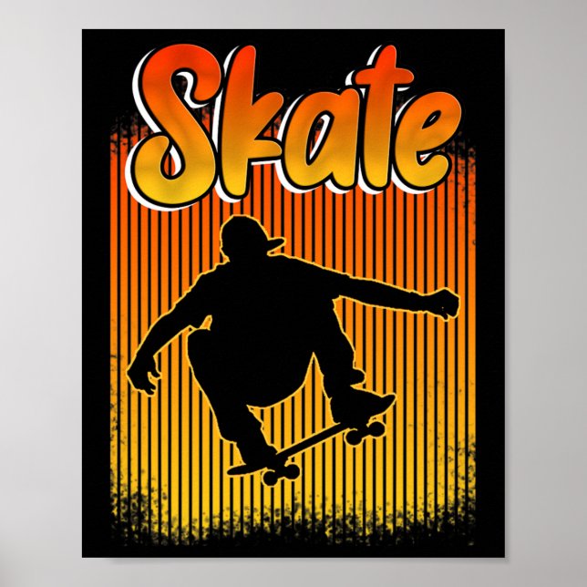 Póster Skateboard Skateboarding Retro Tee For Skateboarde (Frente)