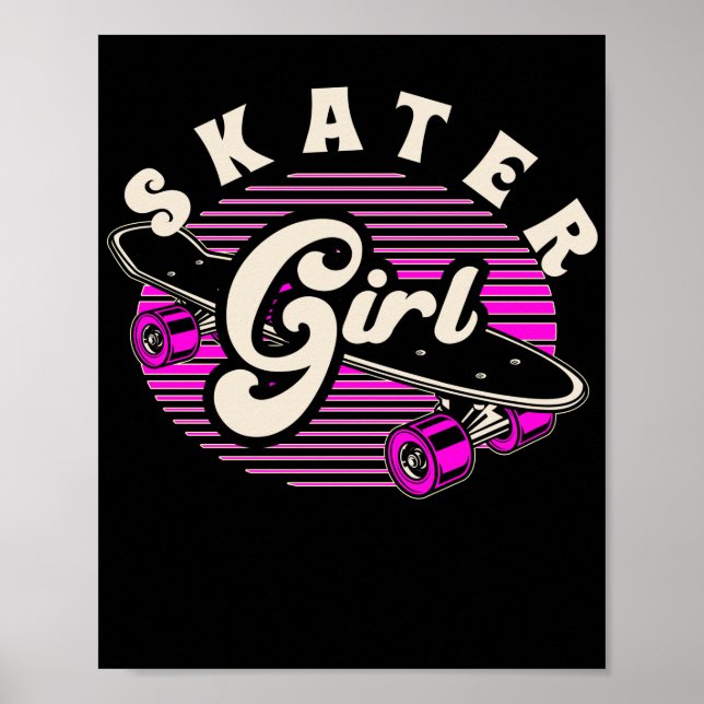 Póster Skateboarder Chica Skateboard (Frente)