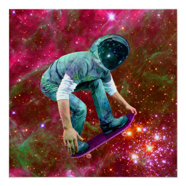 Póster Skateboarder espacial (Anverso)