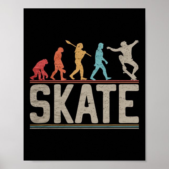 Póster Skateboarder Evolution Skater Skateboard And Skate (Frente)