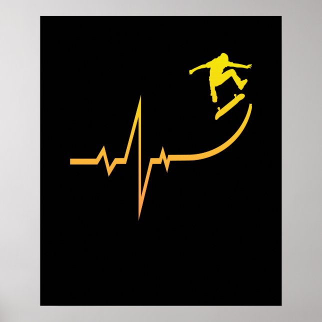Póster Skateboarder Heartbeat Skateboarding Skateboard Sk (Frente)