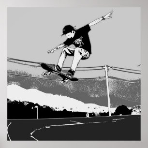 Póster Skateboarder Obteniendo Aire - Diseño Skateboarder