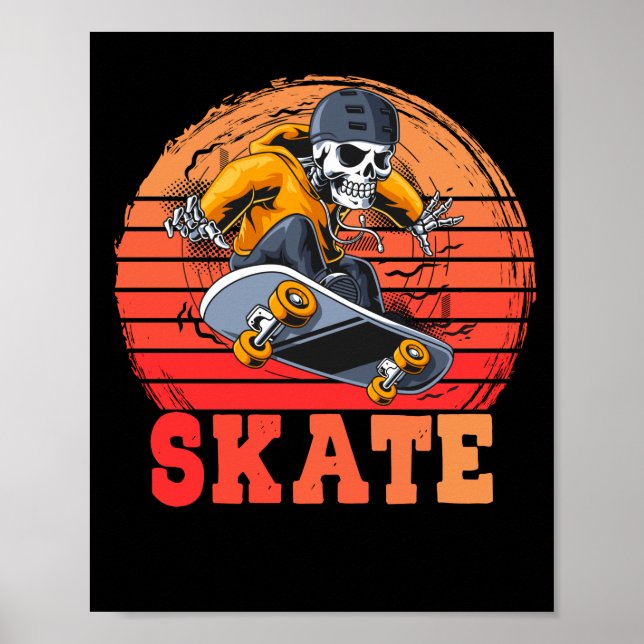 Póster Skateboarder Retro Vintage Skateboarding (Frente)