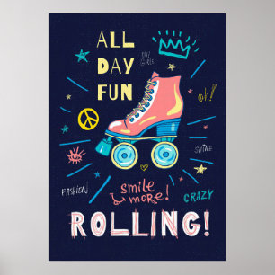 Póster Skateboarder Skateboard Todo el día Fun