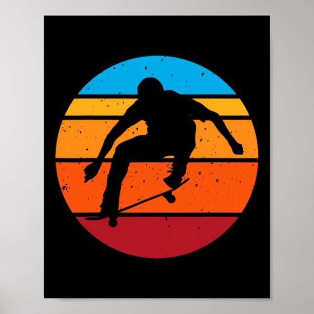 Póster Skateboarding Boy Trick Retro Skater  (Frente)