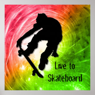 Póster Skateboarding en un ciclón psicodélico