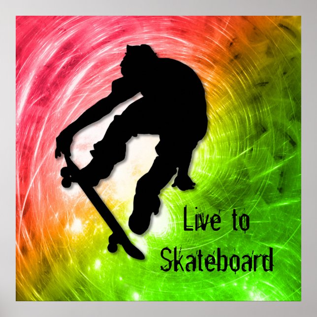 Póster Skateboarding en un ciclón psicodélico (Frente)