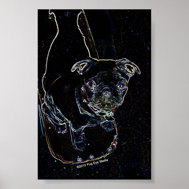 Póster Skateboarding Pug Poster (Frente)